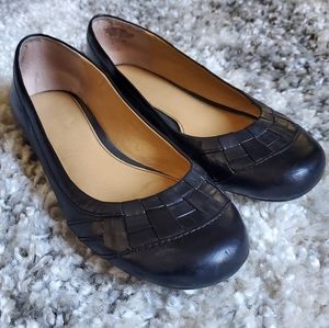 Black Leather Flats
